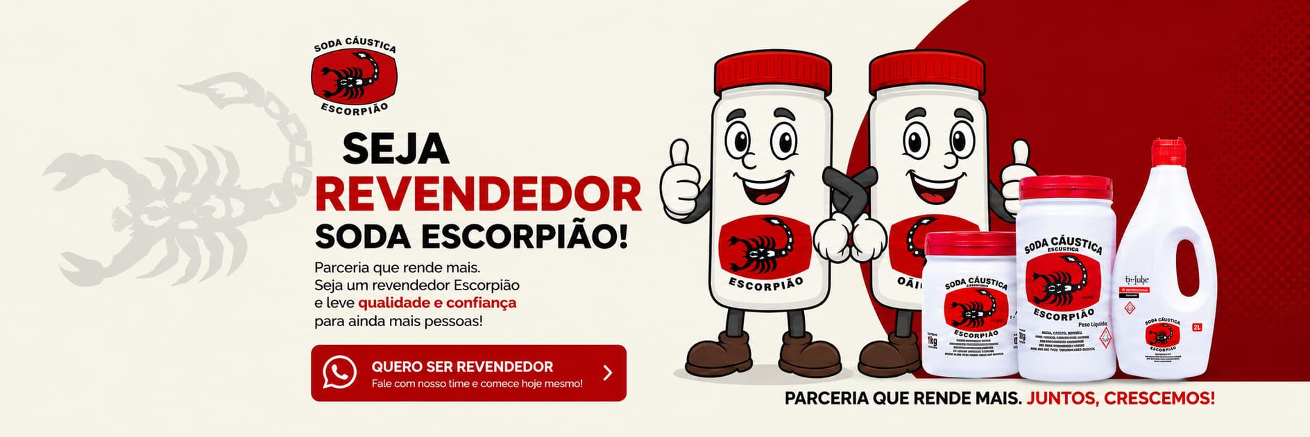 Seja um revendedor da Soda Cáustica Escorpião